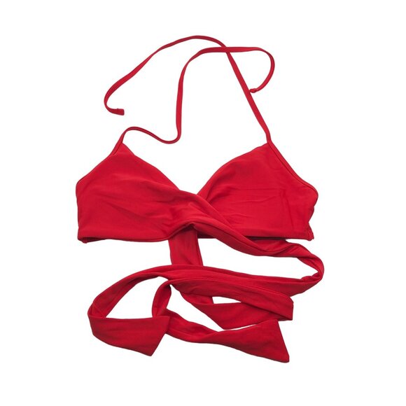 Aerie Red Wrap Scoop Bikini Top Removable Cups M - Picture 1 of 5